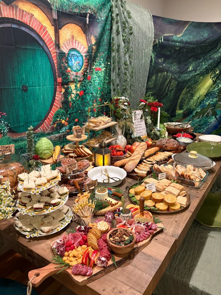 Hobbit-themed food spread